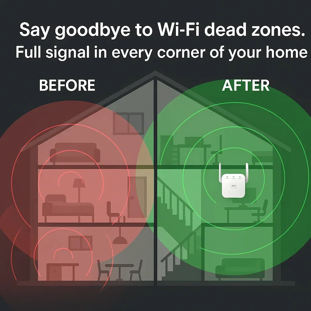 Dual-Band WiFi Signal Booster for Whole-Home Coverage – Extends Internet Range to Every Room & Yard | Thomler