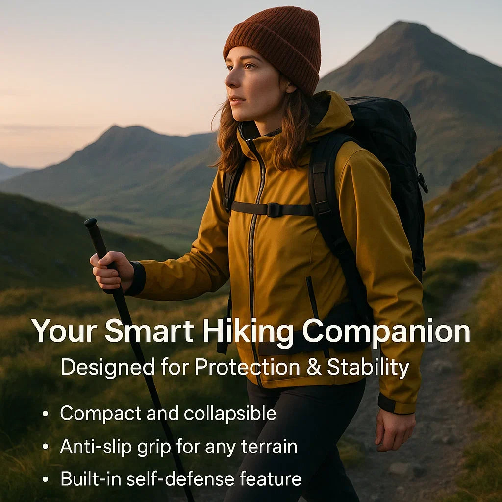 Spring-Loaded Defense Hiking Stick with Anti-Slip Grip for Trail & Urban Support | Thomler