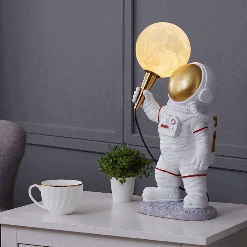 Table Lamp Resin 14 in Floating Astronaut Desk Bedroom Night Light Cosmic Decor | Thomler