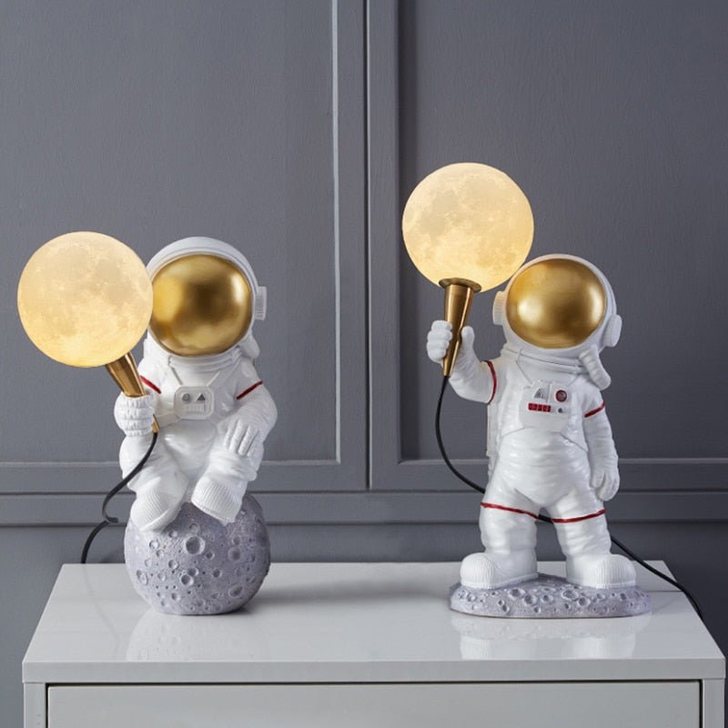 Table Lamp Resin 14 in Floating Astronaut Desk Bedroom Night Light Cosmic Decor | Thomler