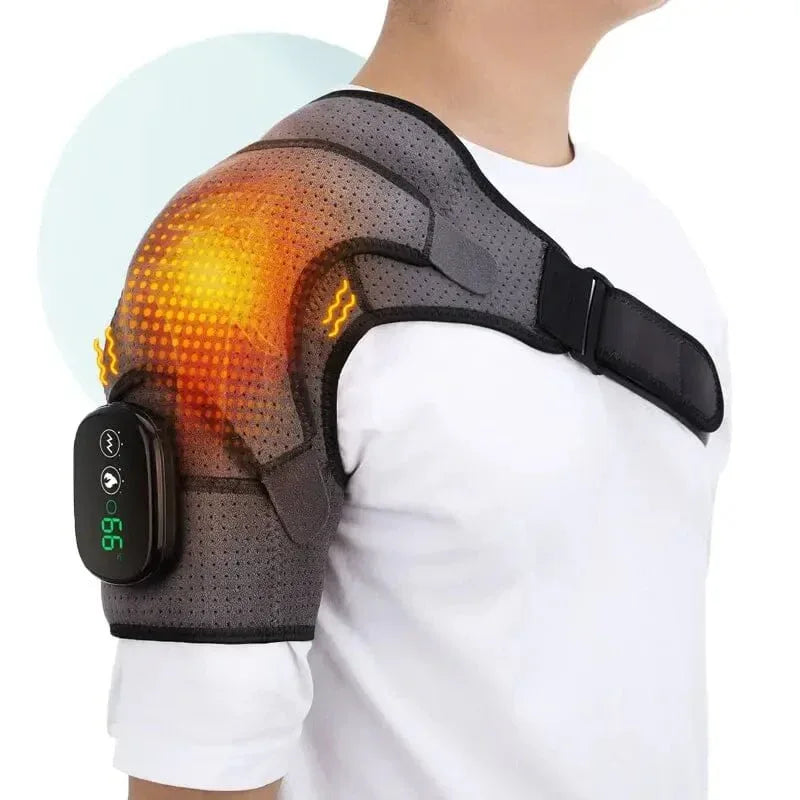 Heated Shoulder Brace with Vibration Massage & Adjustable Support Wrap for Pain Relief | Thomler