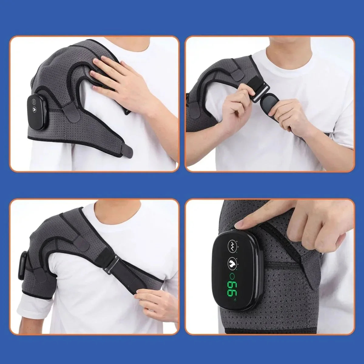 Heated Shoulder Brace with Vibration Massage & Adjustable Support Wrap for Pain Relief | Thomler