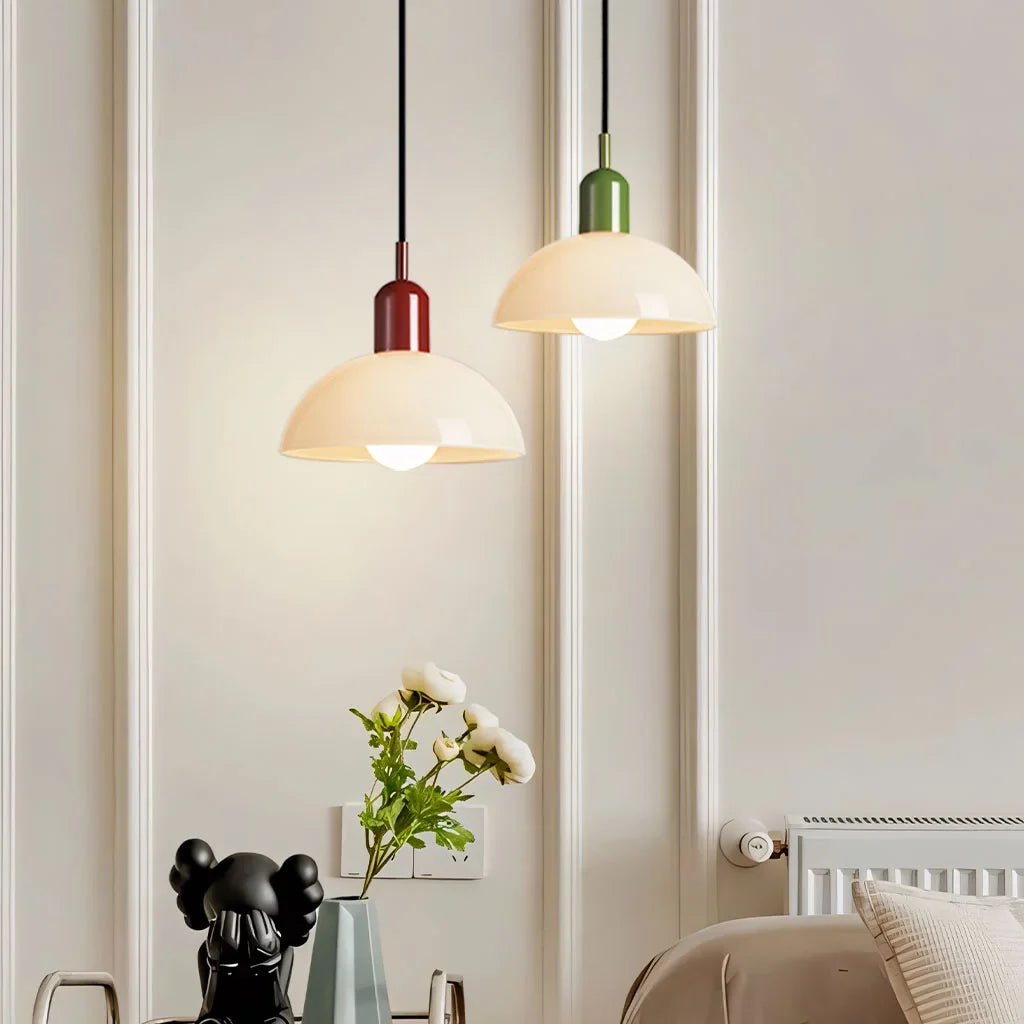 Pendant Light Glass 9.8 in and 11.8 in Colorful Bowl LED Ceiling Lamp for Living Room Dining Room Bedroom Modern Multi-Scene Lighting | Thomler