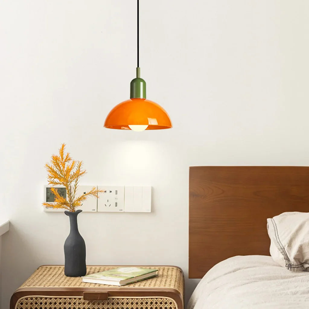 Pendant Light Glass 9.8 in and 11.8 in Colorful Bowl LED Ceiling Lamp for Living Room Dining Room Bedroom Modern Multi-Scene Lighting | Thomler