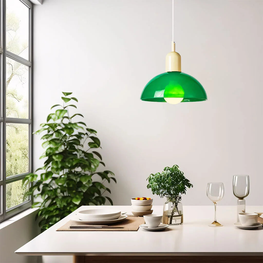 Pendant Light Glass 9.8 in and 11.8 in Colorful Bowl LED Ceiling Lamp for Living Room Dining Room Bedroom Modern Multi-Scene Lighting | Thomler
