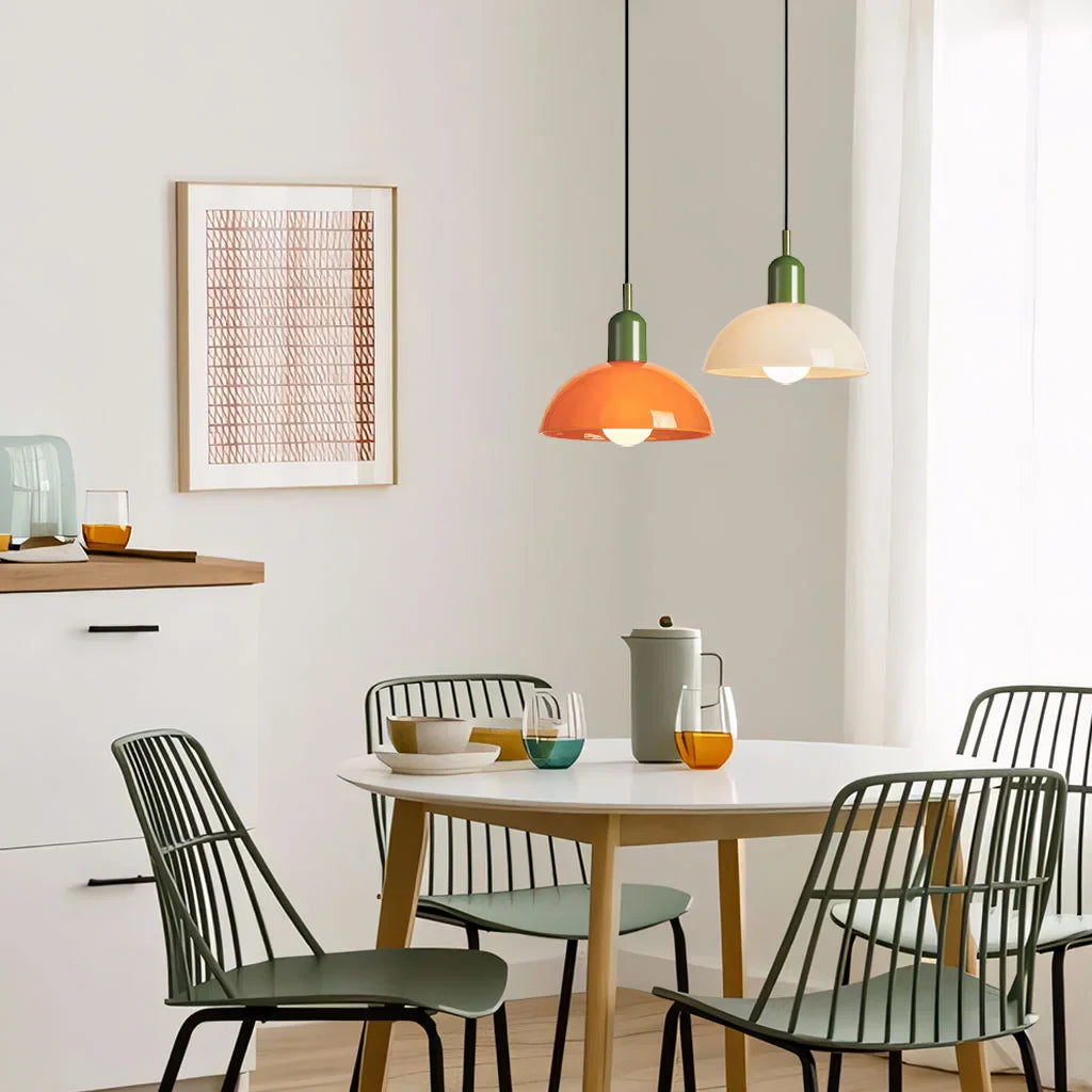 Pendant Light Glass 9.8 in and 11.8 in Colorful Bowl LED Ceiling Lamp for Living Room Dining Room Bedroom Modern Multi-Scene Lighting | Thomler