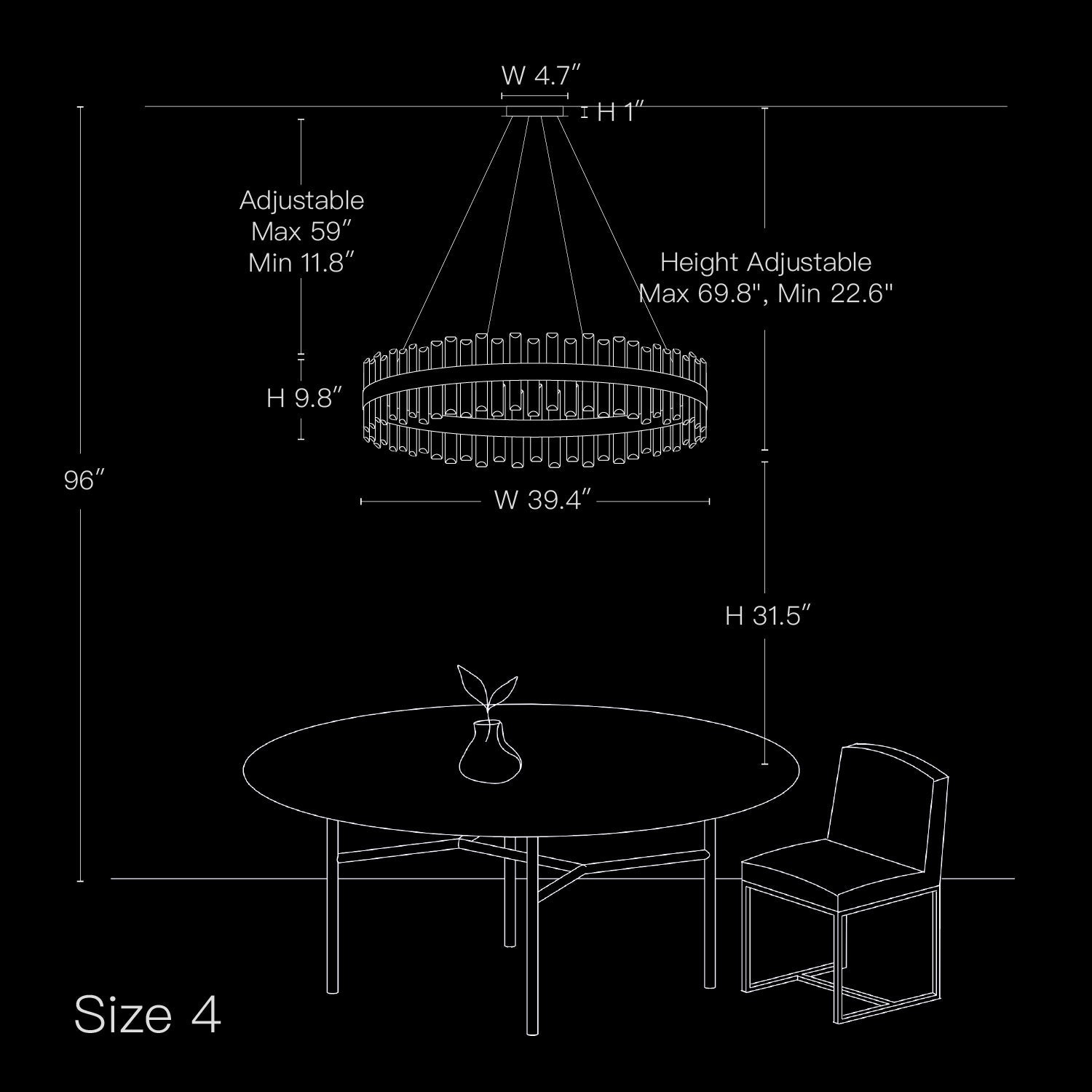 Pendant Light Crystal Metal 19.7 in Round Gold Dining Room Kitchen Island Ceiling Chandelier Adjustable Height Luxury Modern | Thomler