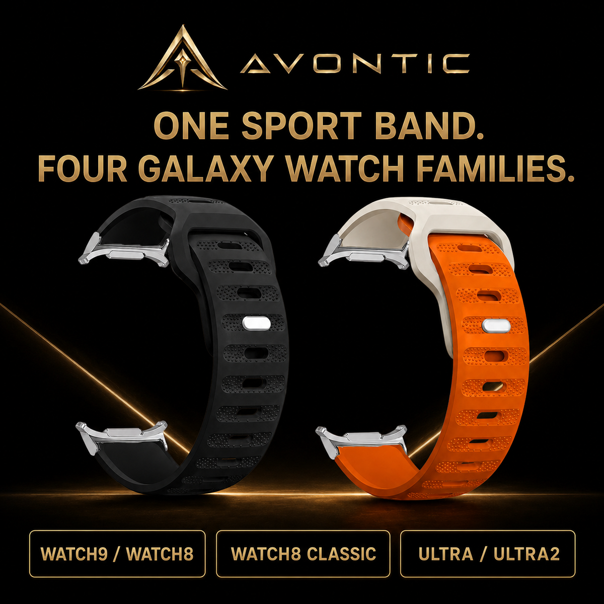 Flexible Silicone Sport Watch Band for Samsung Galaxy Watches – Vented Athletic Design with 13 Colors for 40mm 44mm 46mm 47mm | Thomler