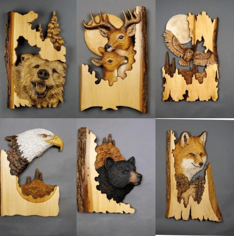 Hand-Carved Wooden Animal Wall Art Sculpture – Rustic 3D Wildlife Decor for Living Room, Bedroom & Office – Lightweight Hanging Home Accent | Thomler