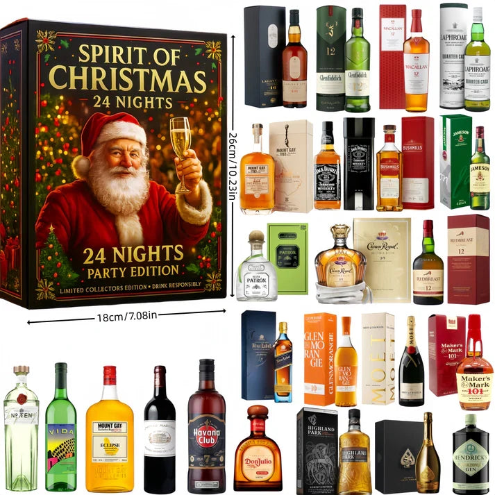 24-Day Holiday Countdown Display with Decorative Spirit Bottle Ornaments – Collectible December Tradition Set | Thomler