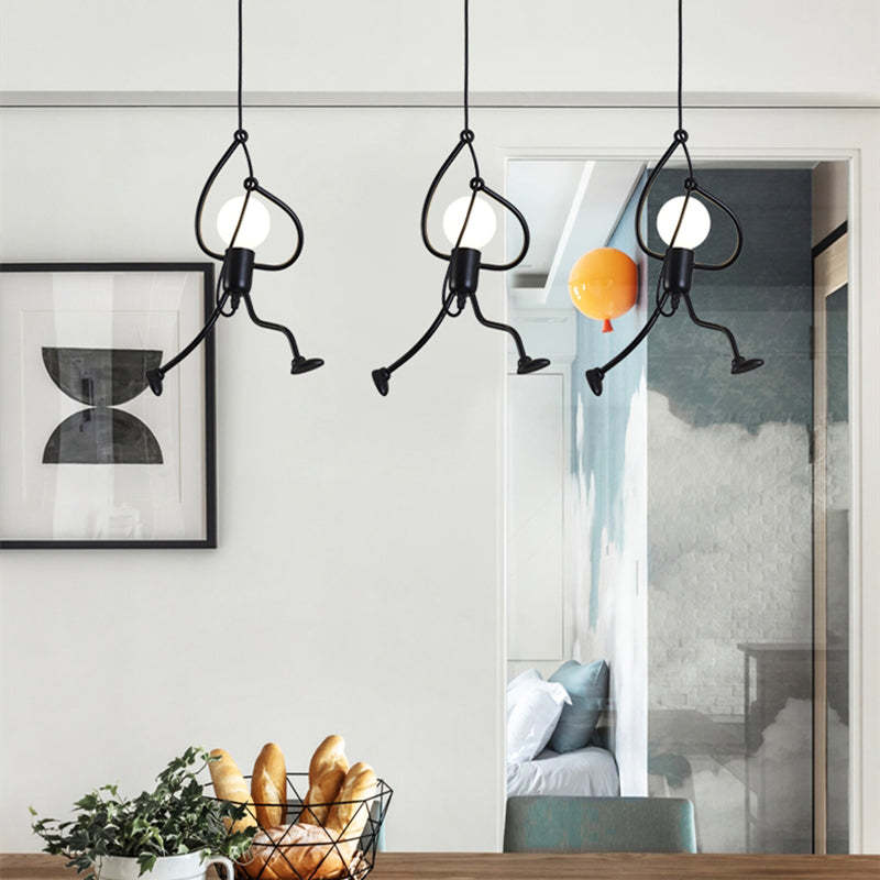 Superhero Silhouette Metal Pendant Light with Adjustable Cable & LED Bulbs | Thomler