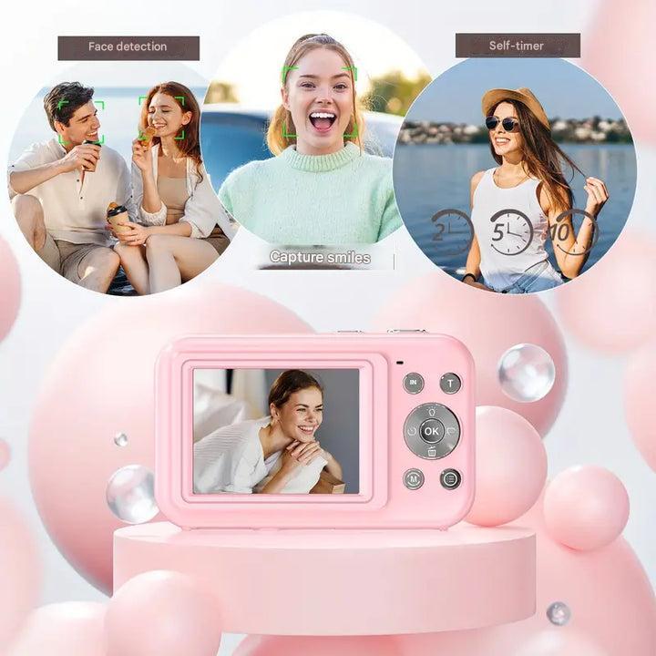 Compact Digital Camera 1080p Video HD Photos Retro-Inspired Point-and-Shoot with Auto Brightness Instant Playback for Travel Parties | Thomler