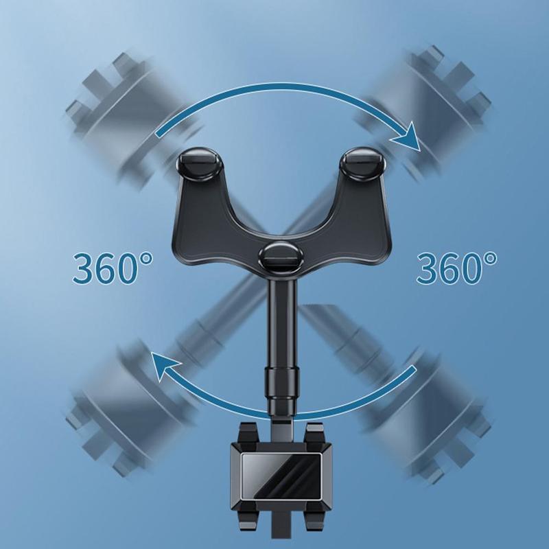 Adjustable Car Mirror Mount for Smartphones - Rotating Clip-On Device Cradle for GPS Navigation and Hands-Free Viewing While Driving | Thomler