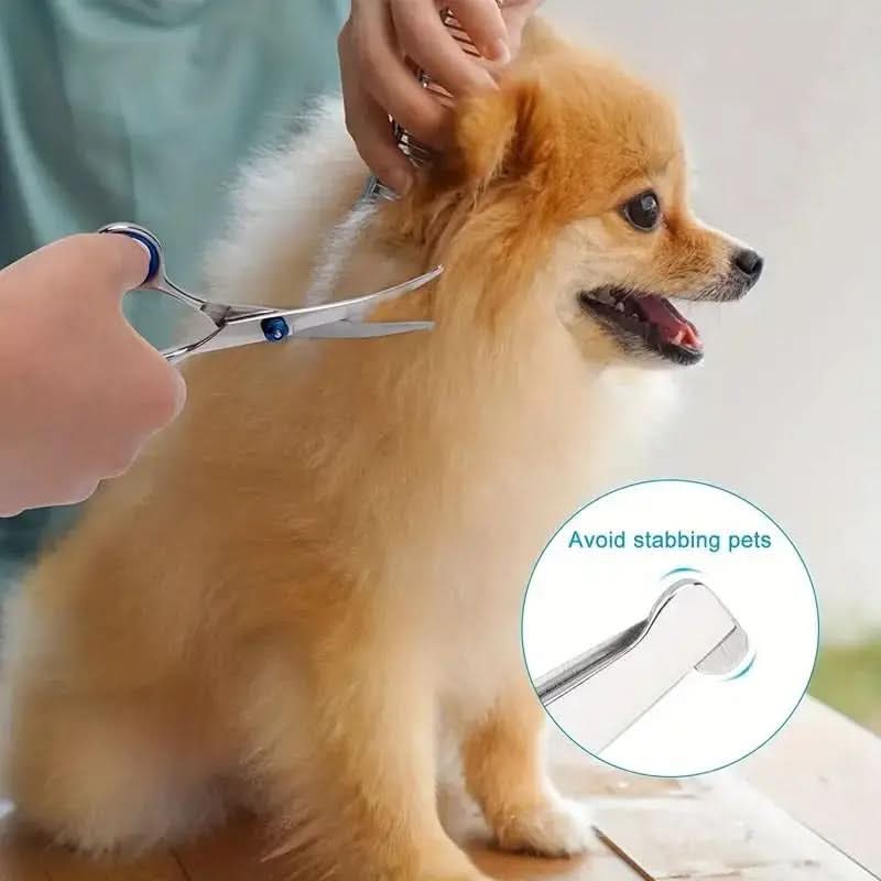 Professional Pet Trimming Shears Kit with Safety Tips for Dogs & Cats – Complete Home Animal Hair Cutting Set with Storage Pouch | Thomler