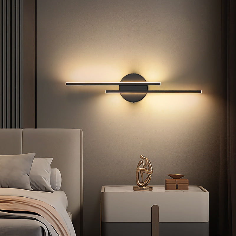 Contemporary Nordic LED Wall Sconce Metal Disc Linear Design for Bedroom Living Room | Thomler