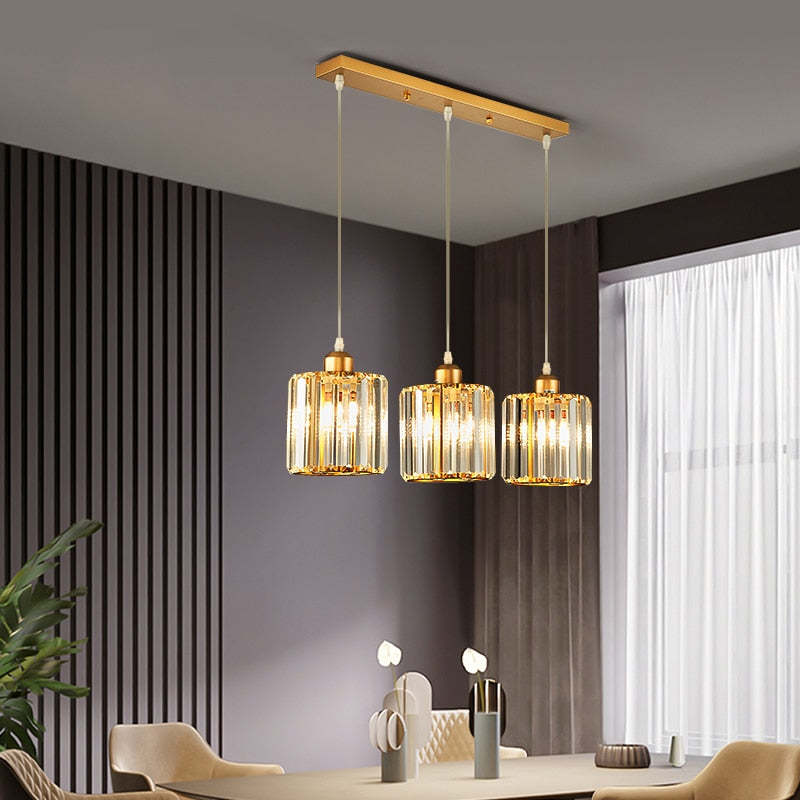 Modern Metal & Glass Pendant Light – Adjustable Cord – Black or Gold Finish for Dining Room & Living Room | Thomler