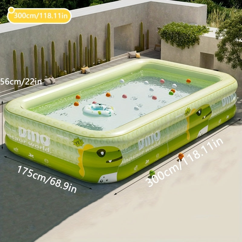 Inflatable Dinosaur Kiddie Pool for Backyard Summer Fun – Durable PVC Wading Pool for Toddlers Kids & Family – Easy Setup Portable Water | Thomler