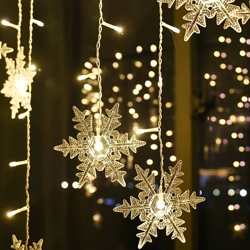 Snowflake String Lights | USB-Powered Holiday Decor with Multi-Color Glow | 13 ft Festive Strand for Christmas Tree, Window & Banister | Thomler