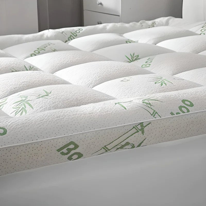 Mattress Topper Bamboo Blend 5.0 cm (2.0") Breathable Bed Comfort Cooling Hypoallergenic Mattress Protector Overlay | Thomler