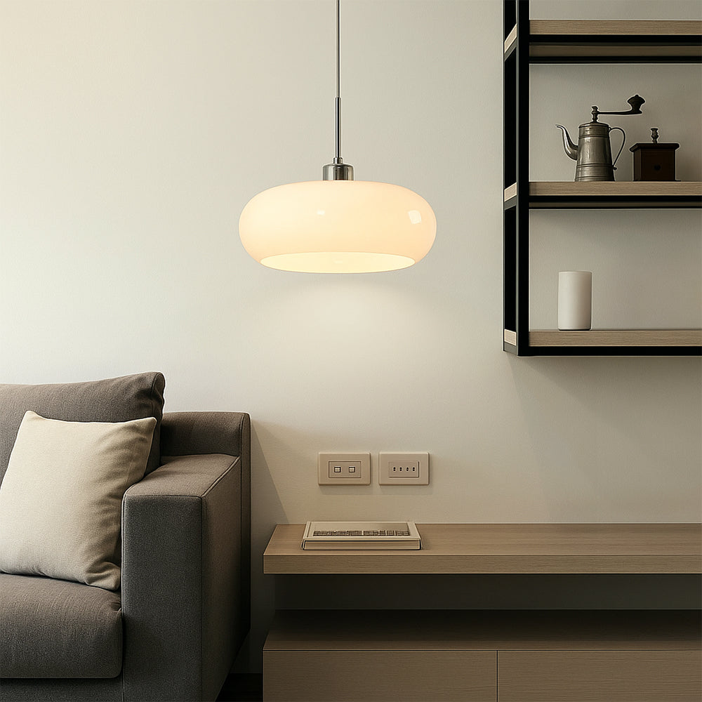 Modern Dome Glass Pendant Light with Adjustable Cord for Dining Room Kitchen Island Breakfast Bar – Geometric Minimalist Ceiling Fixture | Thomler