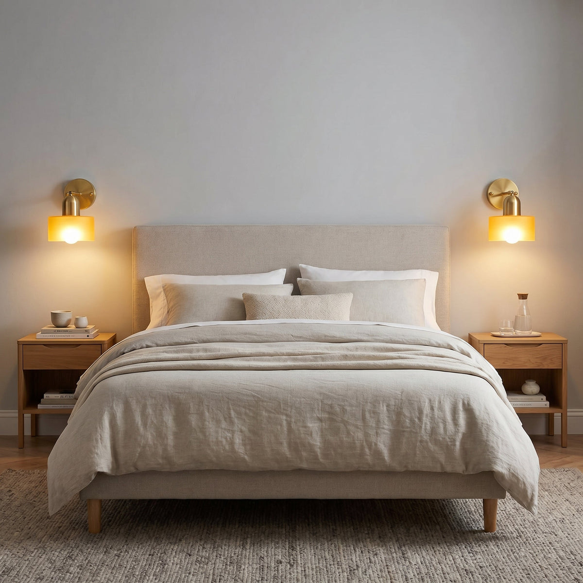 Modern Glass Wall Sconce Light Fixture for Bedroom Living Room Hallway – E26 Base Minimalist Accent Lighting | Thomler
