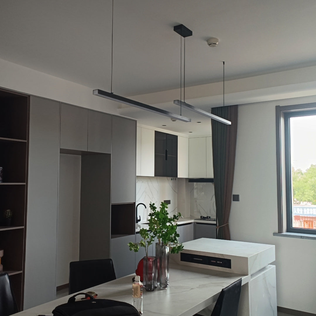 Linear Pendant Light Metal 39 in Adjustable Kitchen Island LED Warm White 3000K-6000K Modern Dining Room Hanging Lamp | Thomler