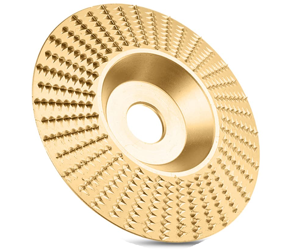 Carbide Abrasive Disc Set for Angle Grinders Gold 3-Piece Wood Shaping Kit Flat Bevel Arc 4 Inch for Woodworking Carving Sanding | Thomler