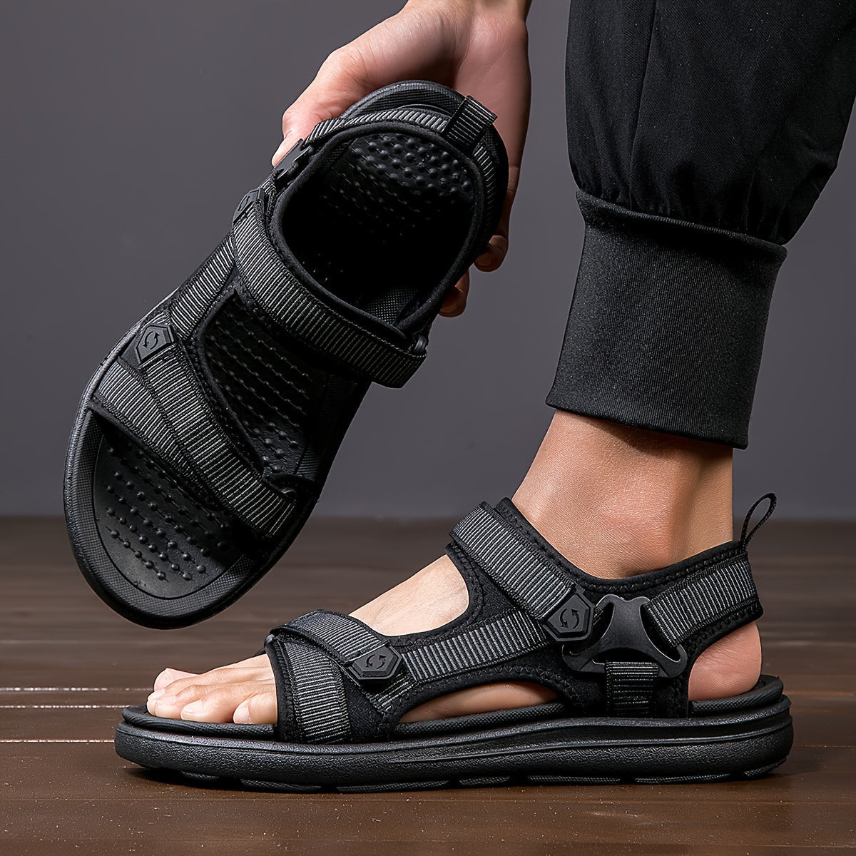 Men's Breathable Hiking Sandals with Adjustable Straps & Non-Slip Rubber Sole for Outdoor Adventures, Camping, Trekking & Trail Walking | Thomler