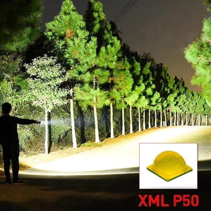 Rechargeable LED Tactical Flashlight USB Zoom Adjustable 90000 Lumen Handheld Torch for Camping Hiking Emergency | Thomler