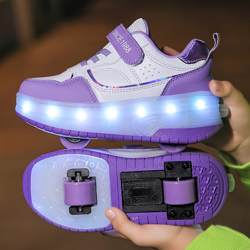 LED Light-Up Roller Skate Sneakers for Kids with Removable Wheels – USB Rechargeable Inline Shoes for Boys & Girls | Thomler