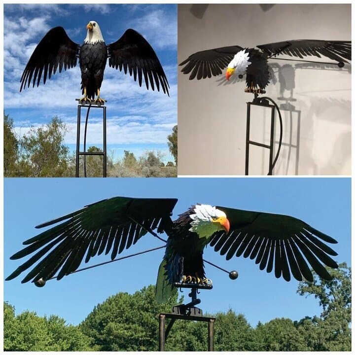Metal Spinning Garden Wind Spinner Sculpture for Yard Outdoor Lawn Ornament Kinetic Windmill Decor Bird Eagle Owl Patio Balcony Decorative | Thomler