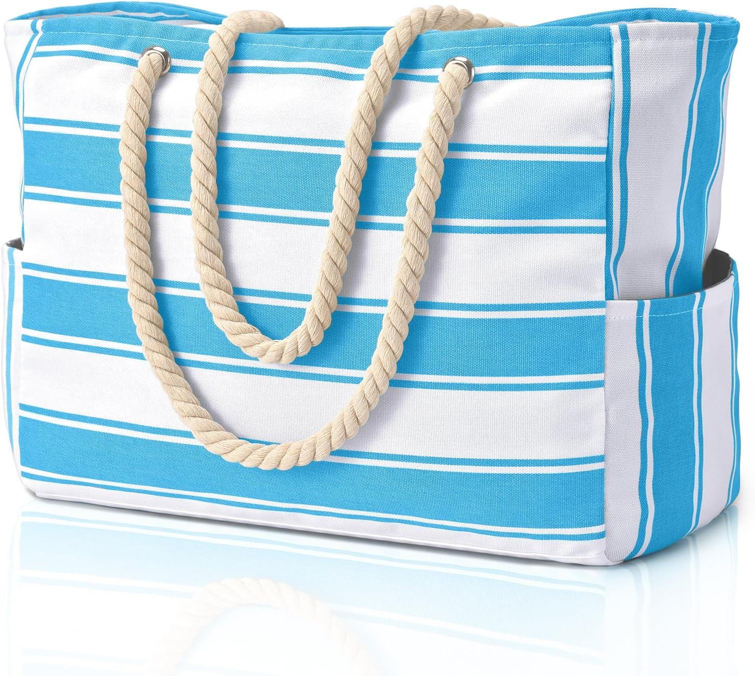 Large Mesh Carryall Bag with Zippered Closure for Pool Days and Coastal Getaways – Holds Towels, Sunscreen & Gear for Travel, Gym, Yoga, Pic | Thomler
