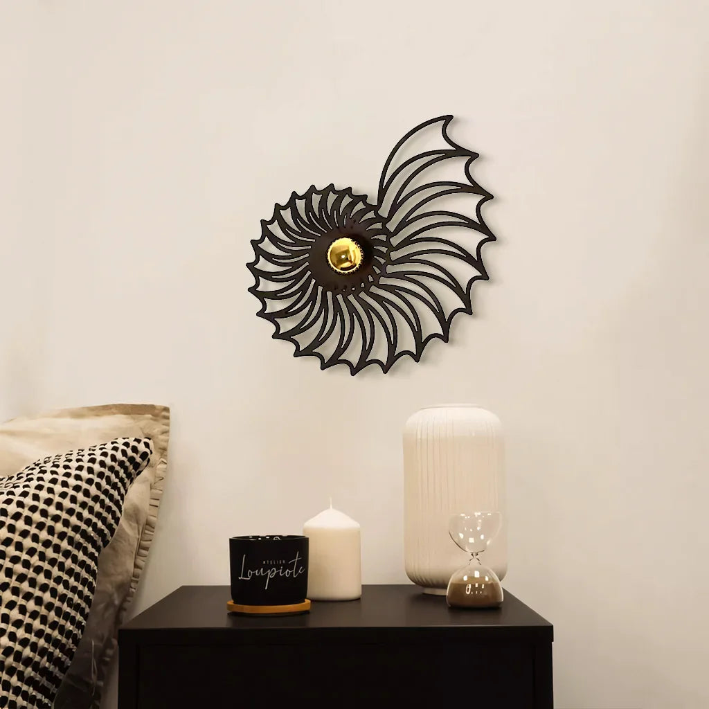 Wall Lamp Ceramic LED 7.9 in Nautilus Design Gold Black Living Room Bedroom Hallway Decorative Accent Lighting | Thomler