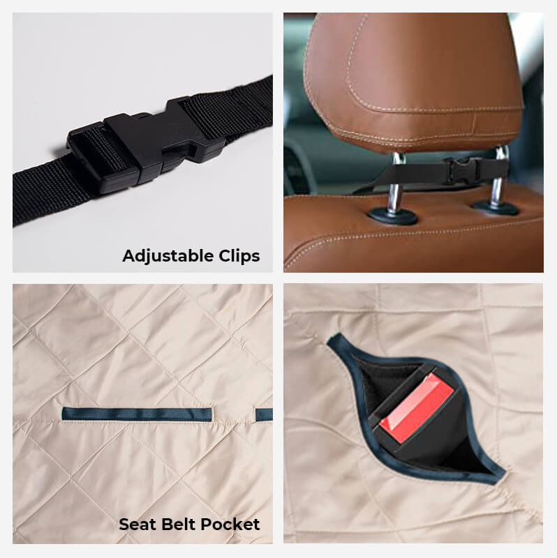 Padded Pet Car Seat Cover Protector with Bolsters for Back Seat – Quilted Waterproof Auto Bench Liner for Dogs & Cats | Thomler