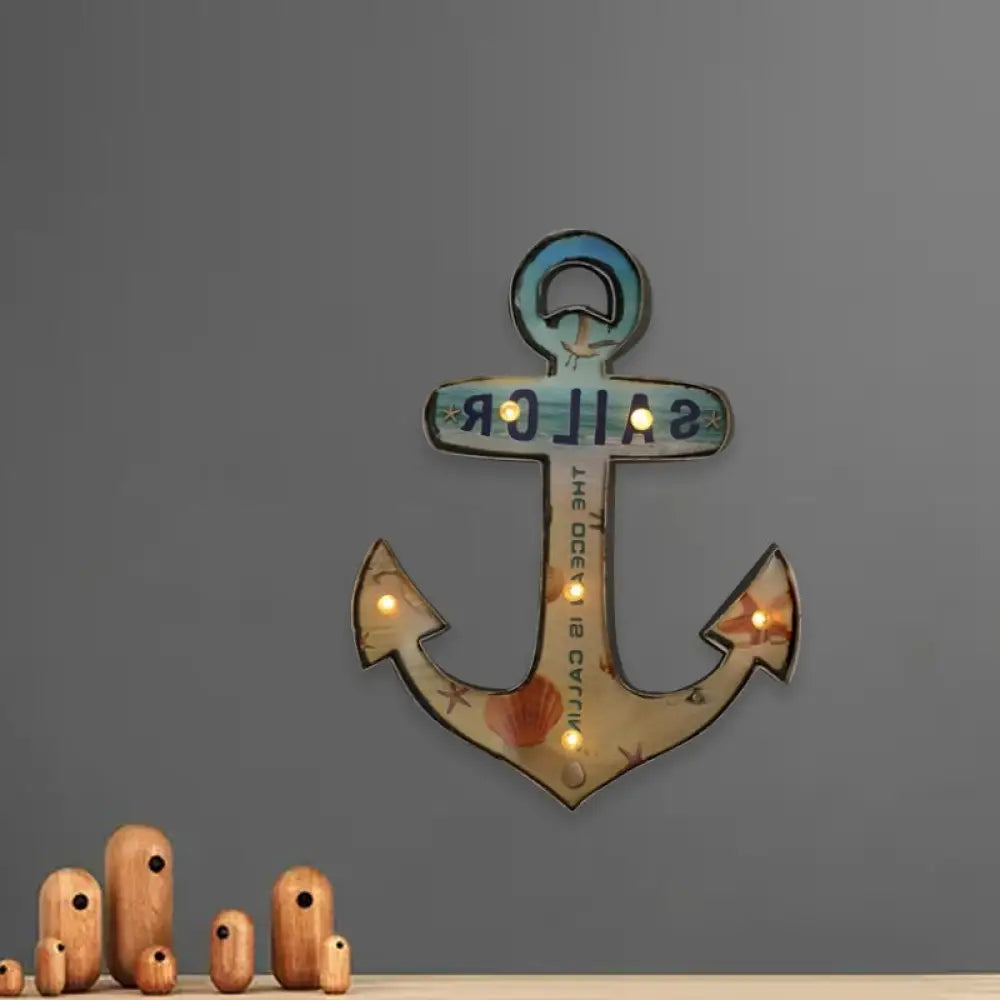 LED Novelty Wall Light Battery-Powered Metal Sign Sconce for Kids Room, Game Room & Man Cave – Beer, Car, Anchor Shaped Night Light in | Thomler