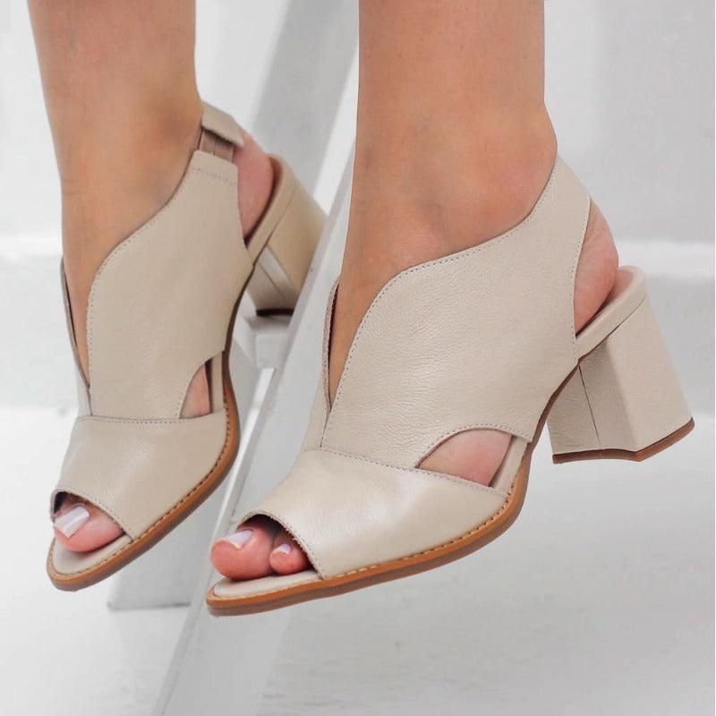 Blokhak Sandalen Dames Open Teen Elegant | Navando