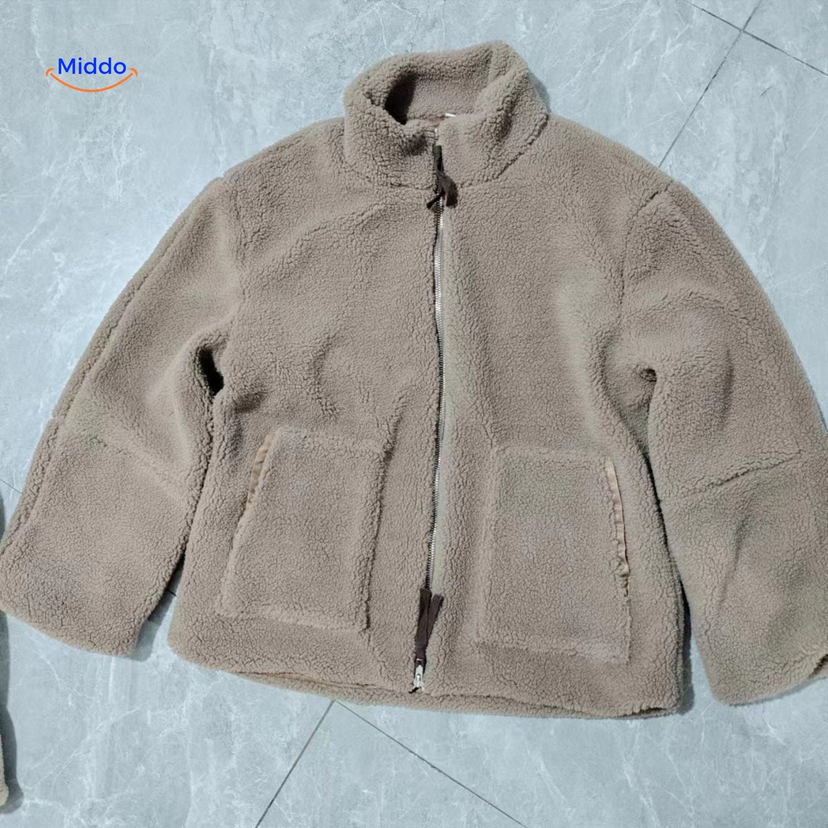Faux Shearling Jacket with Stand Collar for Women – Plush Sherpa Winter Coat | Thomler