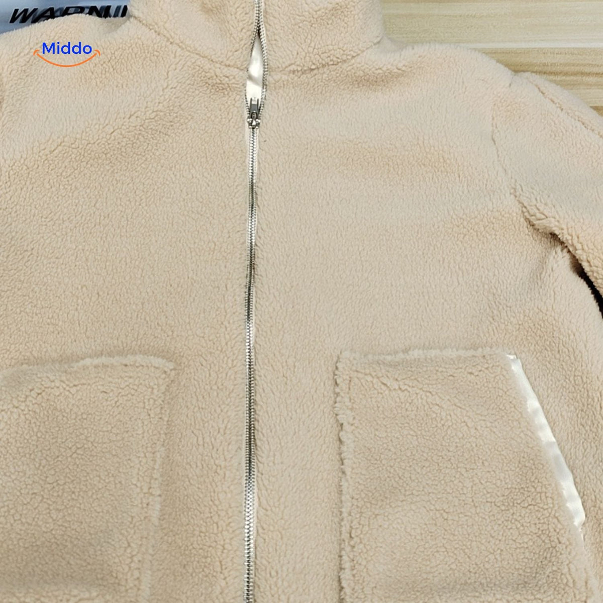 Faux Shearling Jacket with Stand Collar for Women – Plush Sherpa Winter Coat | Thomler
