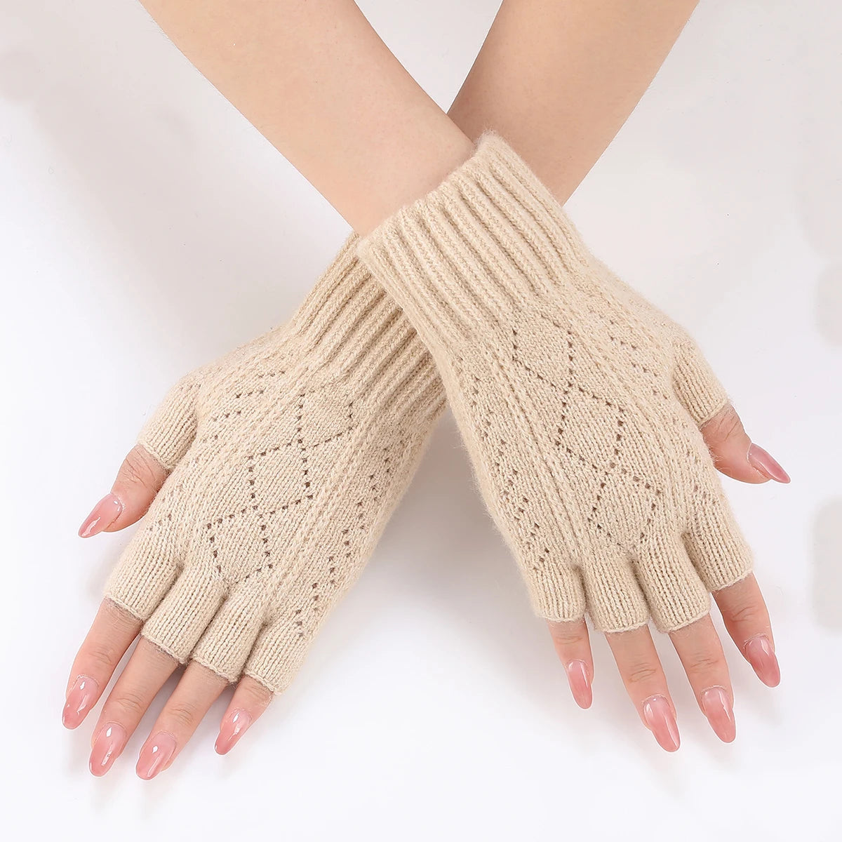 Cozy Hand Warmers with Open Fingers – Textured Knit Wrist Warmers for Texting, Typing & Everyday Use | Thomler