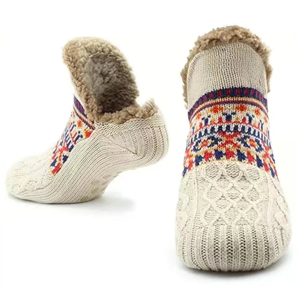 Fleece-Lined Ankle Socks for Indoor Wear – Anti-Slip Sole, Plush Knit, Cozy House Footwear | Thomler