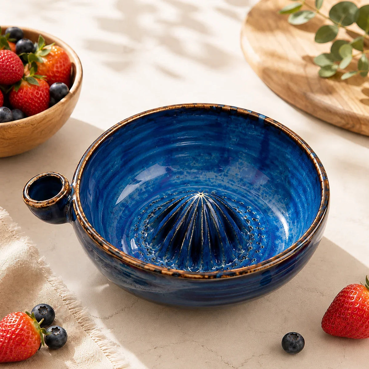 Handmade Ceramic Fruit Strainer Bowl with Drainage Holes for Fresh Berries & Produce | Thomler