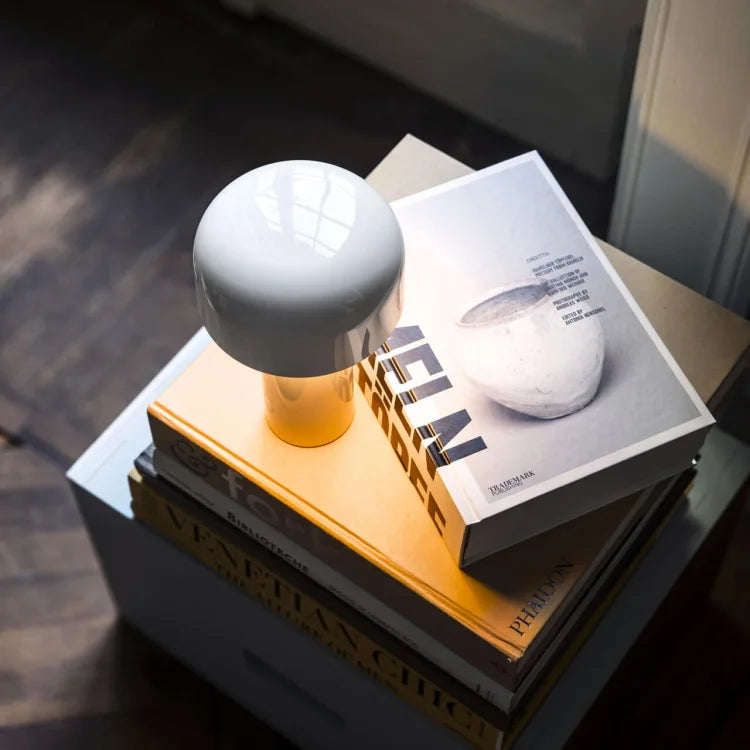 Cordless Mushroom Table Lamp with Touch Dimmer & USB-C Rechargeable Battery for Bedroom, Desk & Outdoor | Thomler