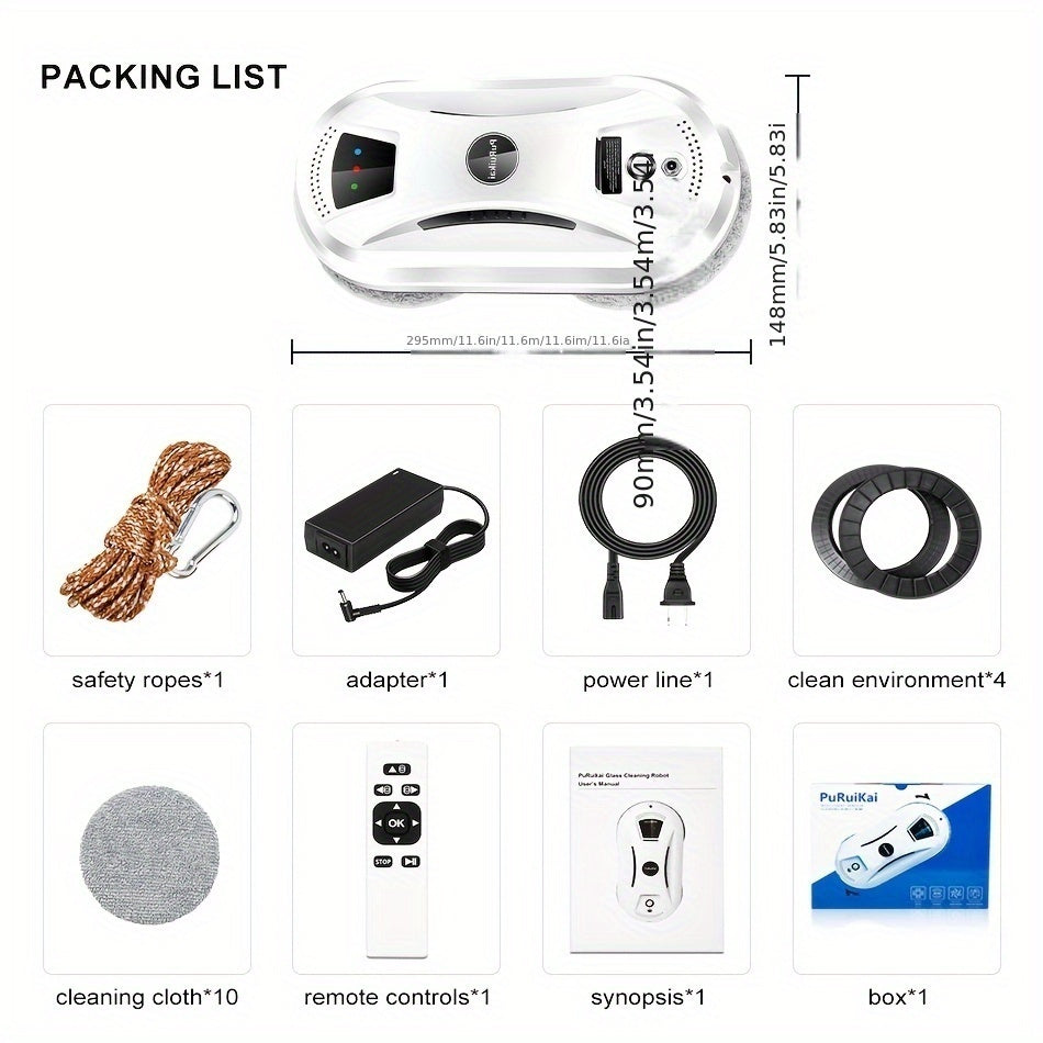 Robotic Window Cleaner with Remote Control for Streak-Free Glass – Automatic Suction Cleaner for Windows, Mirrors & Doors | Thomler