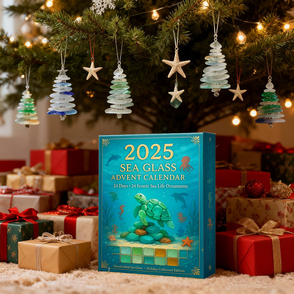 Sea Glass Advent Calendar 2025 – 24 Ocean-Themed Ornaments for Christmas Tree & Home | Thomler