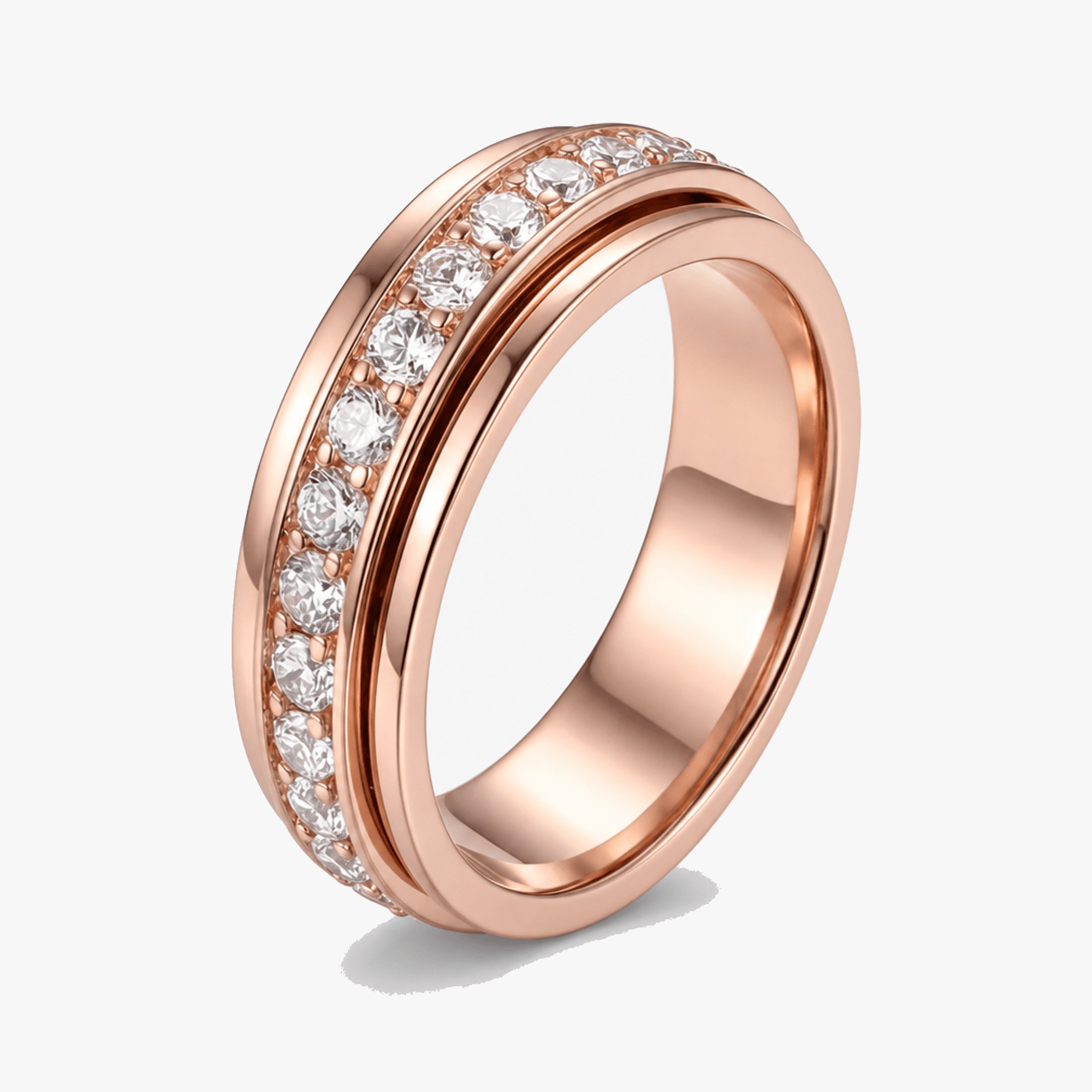 Titanium Steel Spinner Ring with Zirconia Stones for Anxiety Relief & Everyday Wear | Hypoallergenic Fidget Ring for Women & Men | Thomler