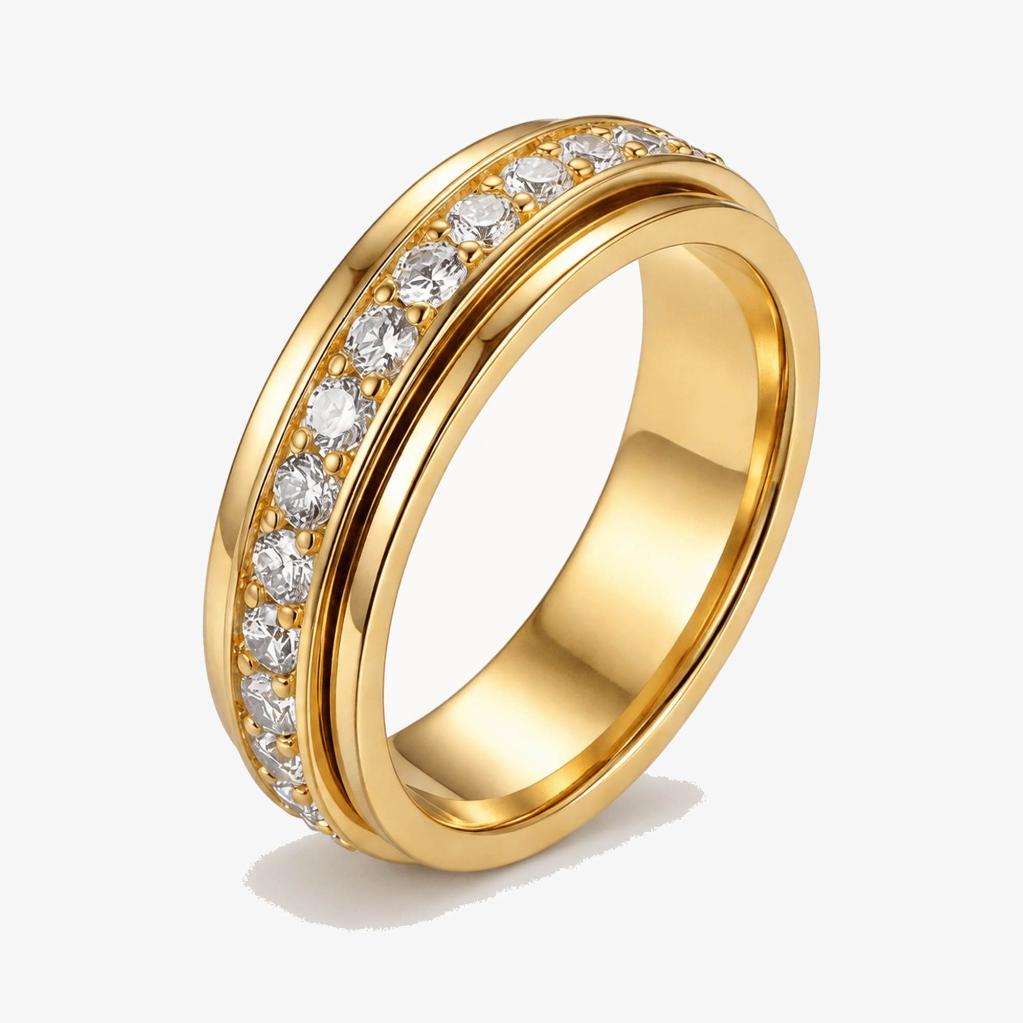 Titanium Steel Spinner Ring with Zirconia Stones for Anxiety Relief & Everyday Wear | Hypoallergenic Fidget Ring for Women & Men | Thomler