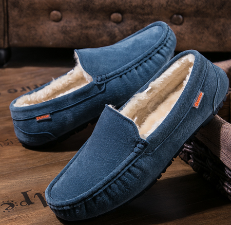Men's Lined Moccasin Slippers with Soft Sherpa Fleece & Non-Slip Rubber Sole for Indoor & Outdoor Comfort | Thomler