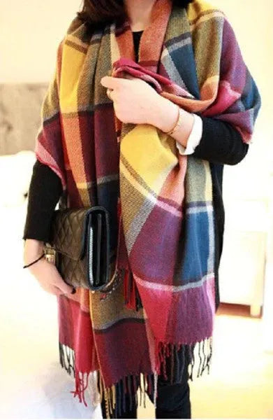 Cashmere Plaid Scarf – Lightweight All-Season Wrap for Women | Thomler
