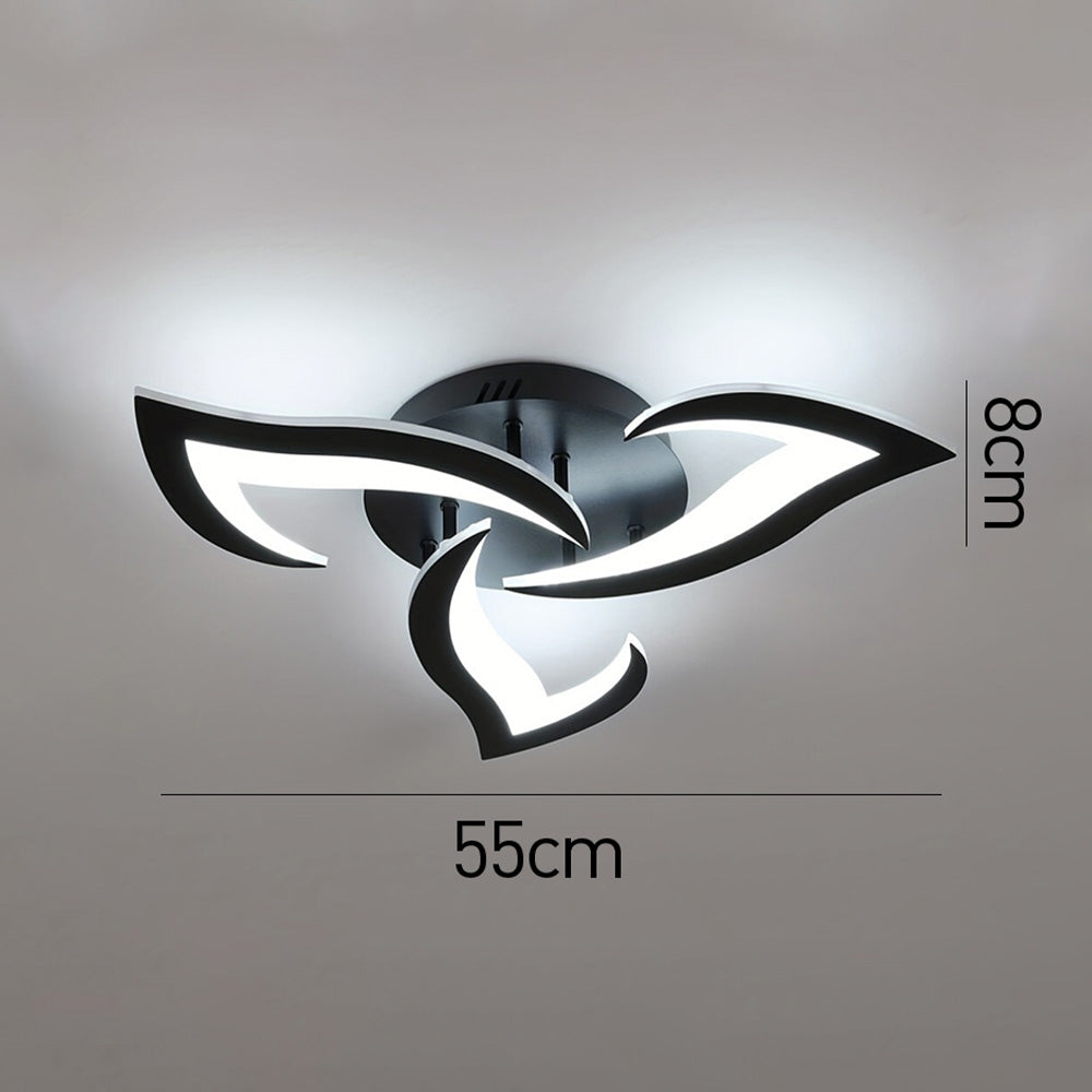 Ceiling Lamp Metal Acrylic 55.0 cm Black LED Living Room Bedroom Floral Flush Mount Lighting | Thomler