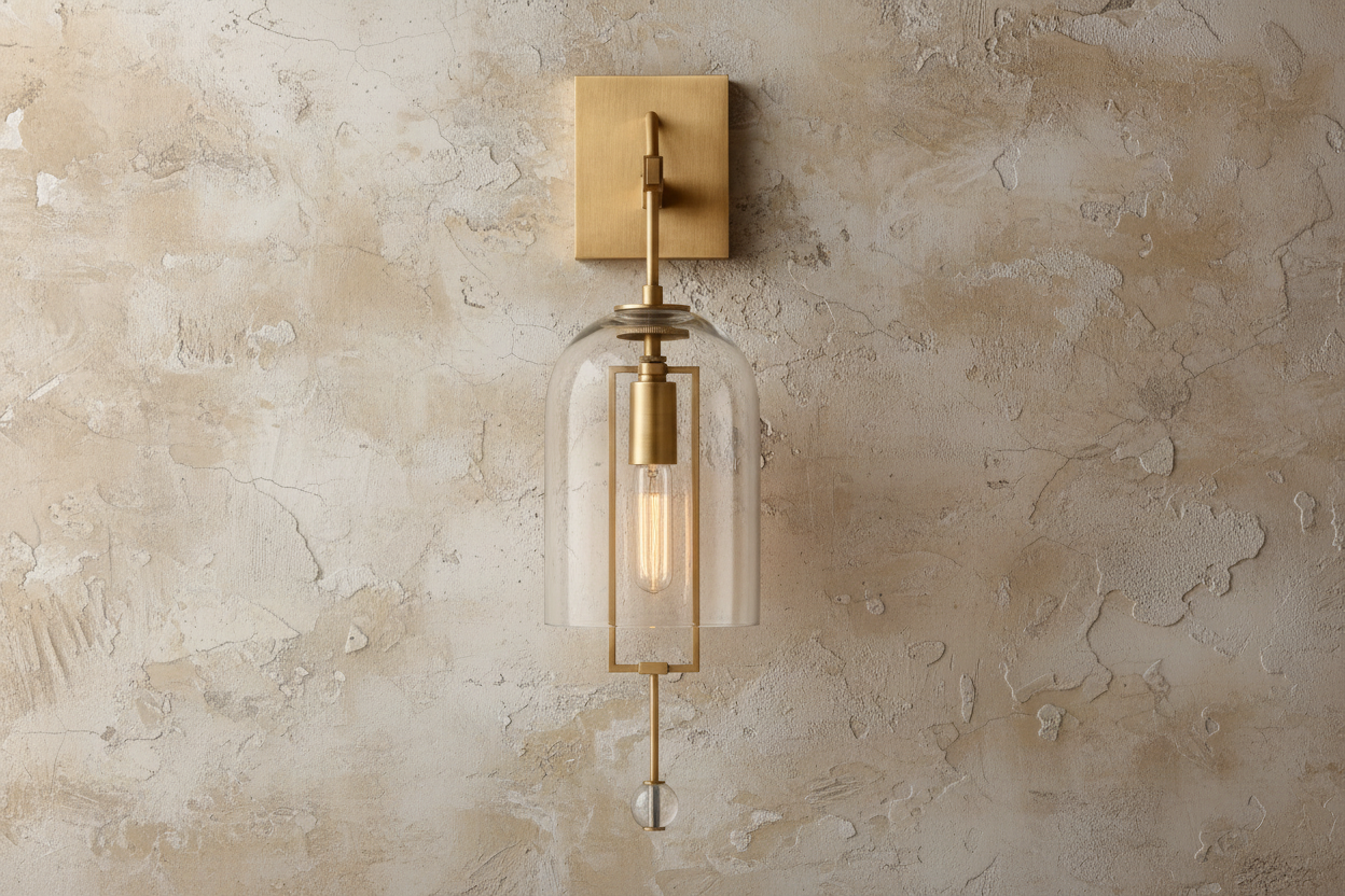 Wall Lamp Glass Bell 23.2 in Copper Black Bedroom Hallway Modern Sconce Ambient Lighting Fixture | Thomler